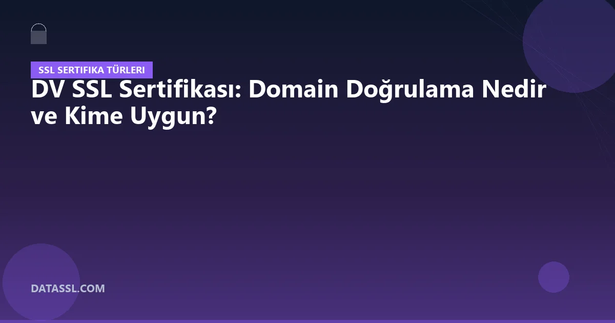 DV SSL Sertifikası: Domain Doğrulama Nedir ve Kime Uygun?
